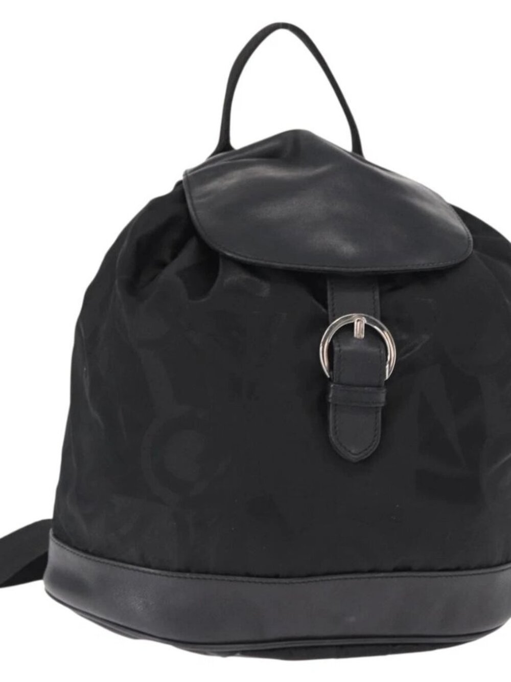 Salvatore Ferragamo Gancini Backpack Nylon Black Silver Auth 155204